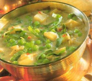 Индийский суп с картофелем и горошком